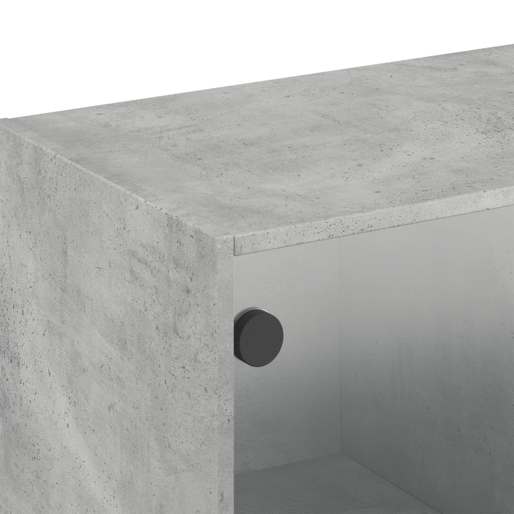 vidaXL Wandschrank mit Glastüren Betongrau 102x37x35 cm