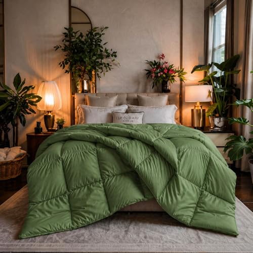 Image of Luxury Hotel Collection Cotton Comforter | All-Season Lightweight Quilt for Hot Sleepers | Plush, Breathable & Box-Stitched (Twin /Twin XL) SAGE