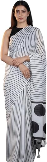 WOTM 1 Minute Saree for Women | Ready to Wear Pre-Pleated Saree | Cotton Blend Readymade Saree with Unstitched Blouse | Ca...