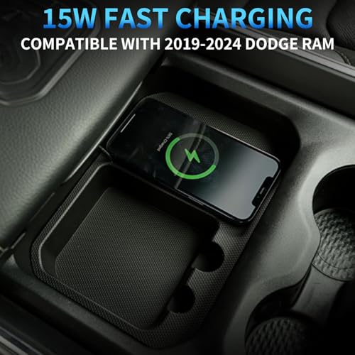 Image of Xipoo Wireless Charger Compatible with 2019-2024 Dodge Ram Magnetic Fast Charging Wireless Charging Tray Pad Replacement for 2019-2024 Dodge Ram Accessories (Magnetic Style)