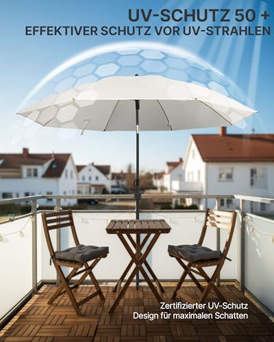 4smile Sonnenschirm Strand 160 cm in Beige - Höhenverstellbarer Strandschirm SunnyJoy UPF 50+ für Sonnenschutz Strand, Strandschirm windfest stabil - Sonnenschirm mit Schutzhülle, Gartenschirm 4