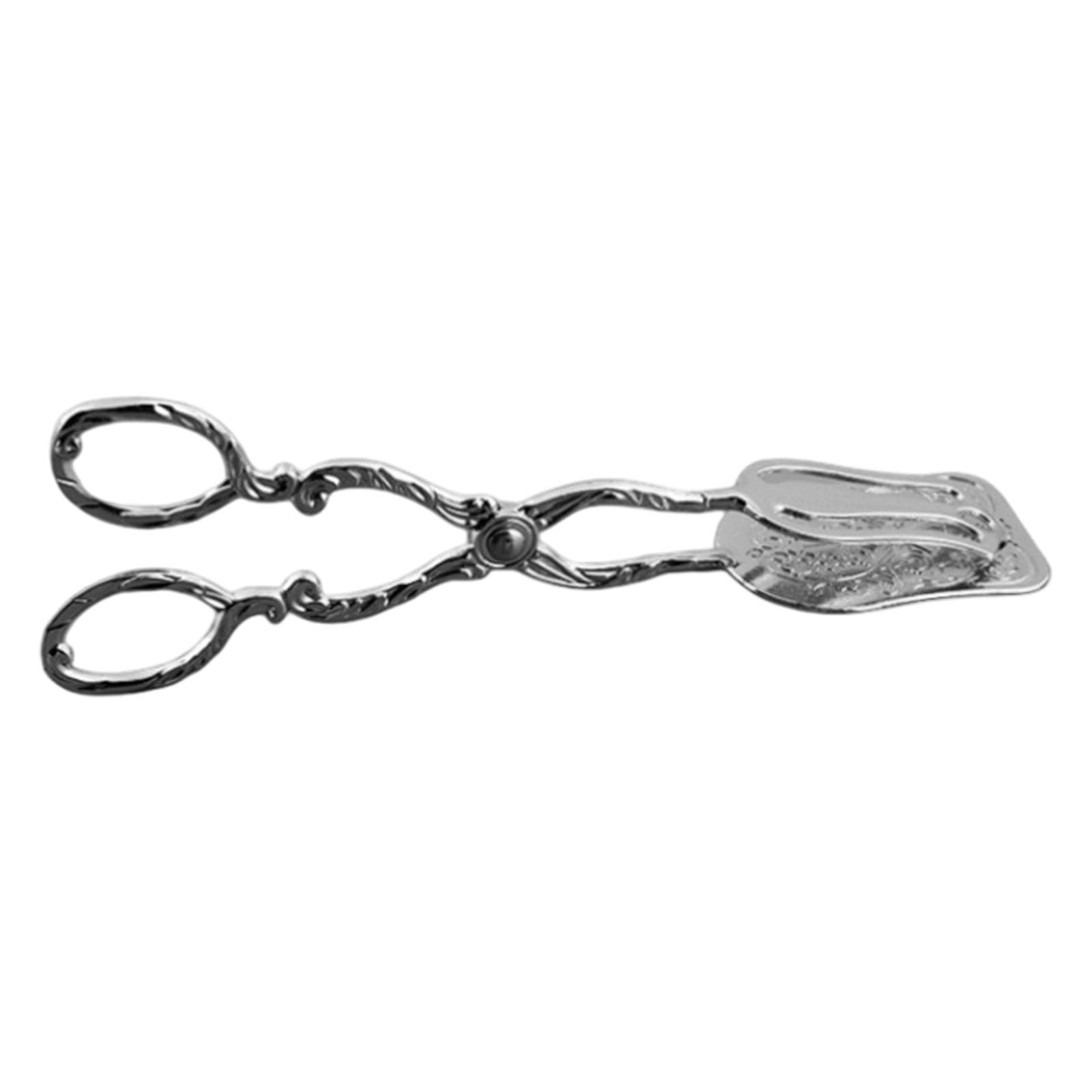 Metal Plating Tongs Decorative Scissor Handle Vintage Embossed Tableware for Bread Pastry Dessert Buffet Tasks Pastry Server Bread Pickup Dessert Picker Buffet Table Utensil Loop Handle Tong Vintage