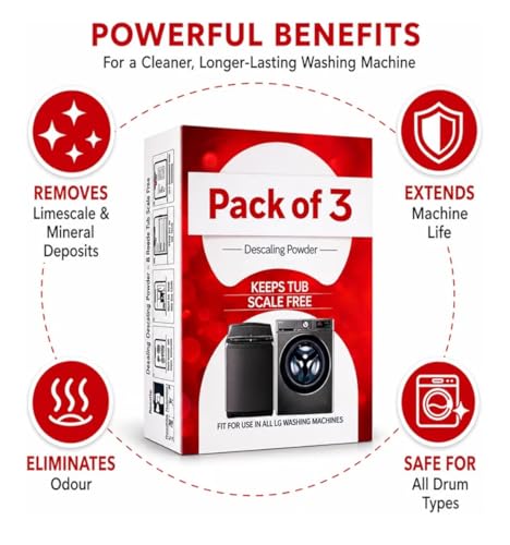 Image of VD Creative Washing Machine Cleaner Powder |Descaler for Front Load & Top Load Washing Machines|Drum & Tub Deep Cleaning Powder | Pack of 3 (100 Gm /Pack)|With LG SCALGO (Packaging May vary)