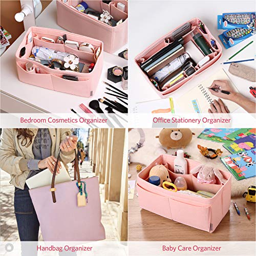 Image of Felt Purse Organizer, Bag in Bag Organizer For Tote & Handbag, Speedy, Neverfull, Medium Large Extra Large (Large, Brush Pink)
