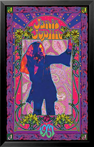 Buyartforless Framed Janis Joplin 1967 by Bob Masse 36x22 Music Art Print Poster, Wood-composite, Purple