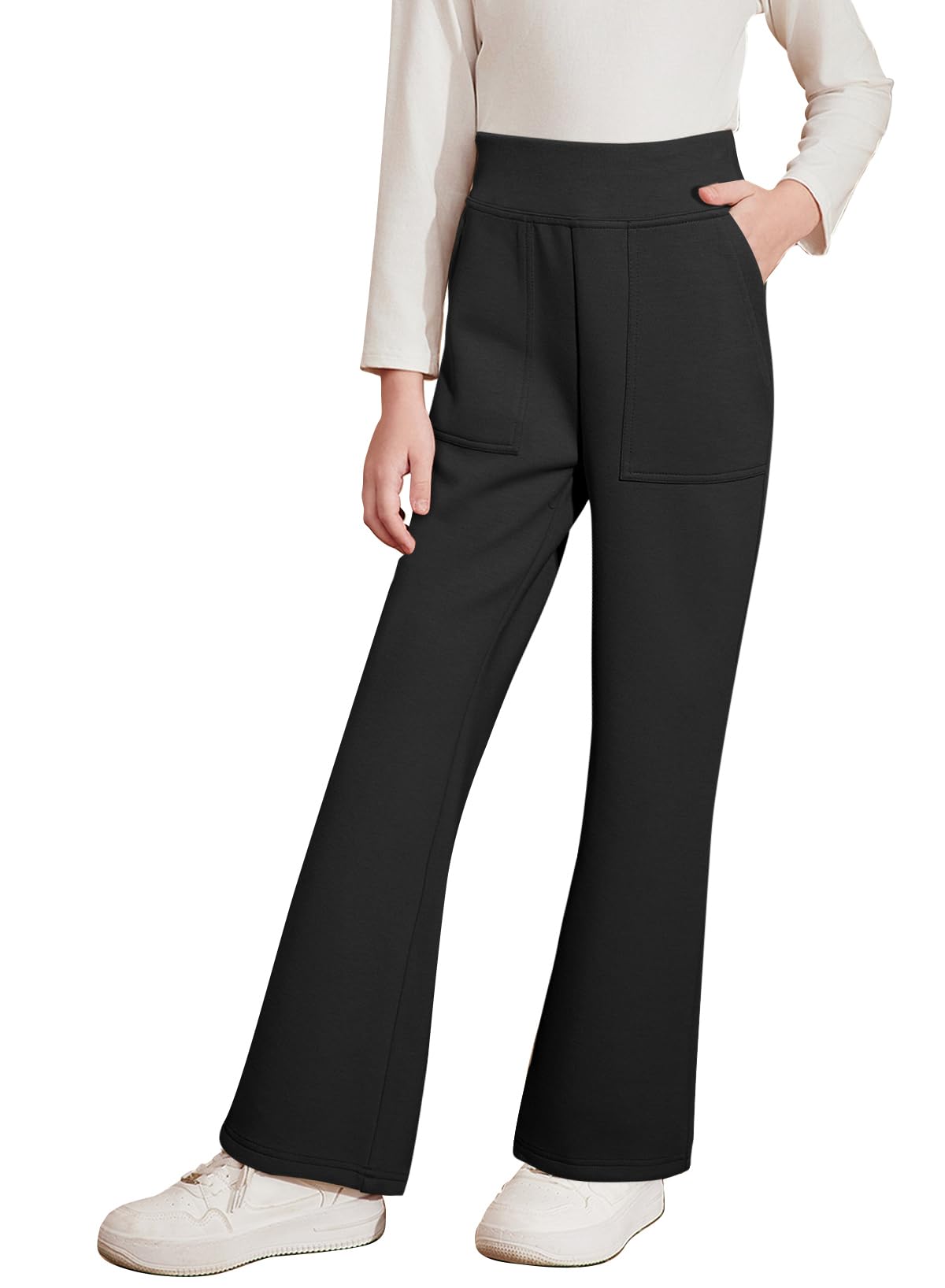 blibean Tween Girls Bell Bottom Pants School Uniform Stretchy Leggings Size 6-15 Years
