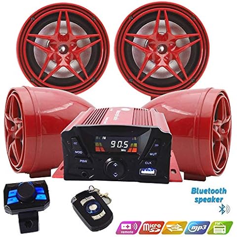 XYC 12V Motorcycle Waterproof FM USB 4 Channel 3 Inch UTV ATV Bluetooth Amplifier Sound System Audio Stereo Hand-Free Speakers Audio Cover