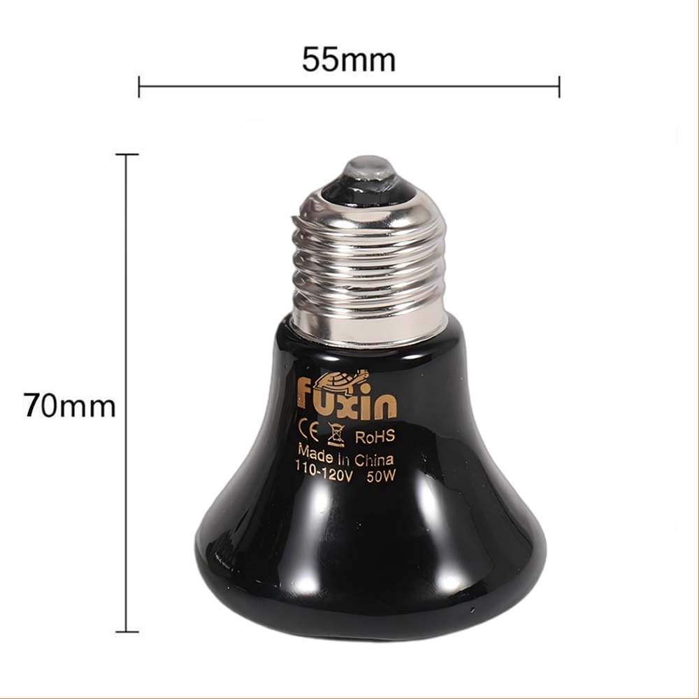KIMROO 50W Mini Reptile Heat Lamp Bulb(2 Pack) E26/E27 Base,AC110-120V,Pet Infrared Ceramic Heat Emitter, or Reptile Like Lizard,Tortoise,Brooder Coop, Aquarium,Snake,No Light,Black - image 2