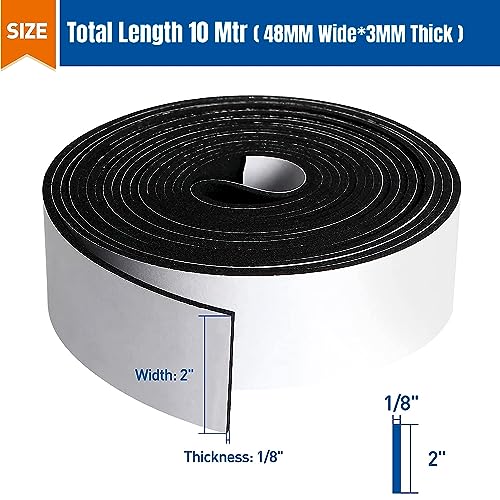 Image of Single Side 3MM Thick High Density Self Adhesive Foam Seal Tape, Weather Stripping Doors and Window Insulation Soundproofing -48mm Width,10 Meter Length