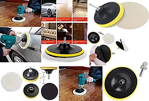 Image of DIY Crafts 1 Kit, 4 Pcs Kit, 3 inch inch Car Cleaning Felt & Wool Pad Foam Polishing Waxing Pad Kits Buffing Polishing Wheel Sponge Wool Buffing Pad(1 Kit, 4 Pcs Kit)