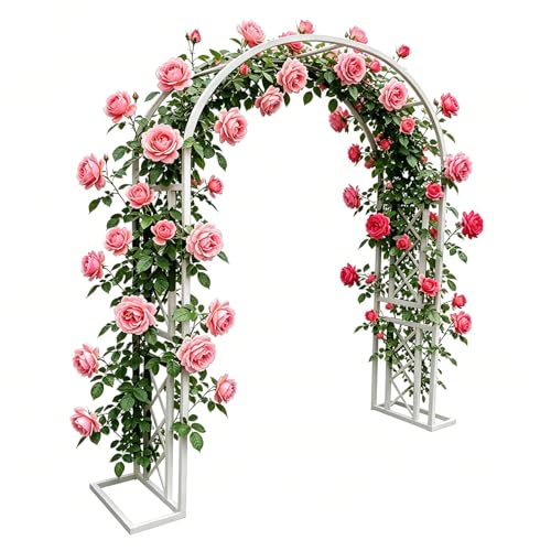 Arco de jardín de metal con enrejado de acero robusto y base de alta estabilidad 2