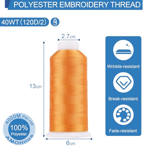 Image of High Tenacity Polyester Embroidery Machine Thread 40WT(120D /2) 4000M Per Spool for Commercial and Domestic Embroidery Machine (Marmalade-1755)