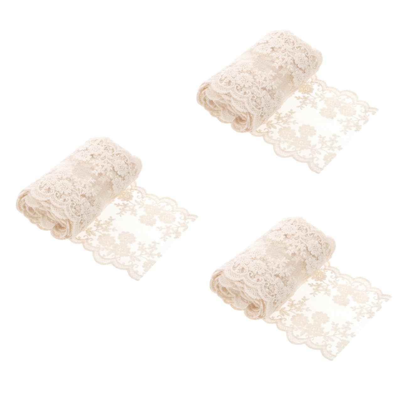 SHINEOFI 3rollos Encaje Decorativo Para Ropa y Manualidades Metros De Encaje Sin Elasticidad Para Vestidos De Boda y Proyectos