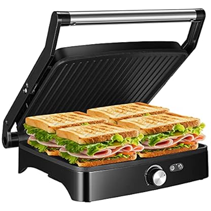 Kontaktgrill OSTBA, Antihaft-Vielseitiger Plattengriller, Sandwich Maker mit Temperaturregelung, 180 Grad Offen…