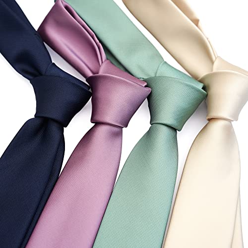 Image of Skinny Solid Ties for Men, 2.5 inch Slim Plain Neckties 4-Pack