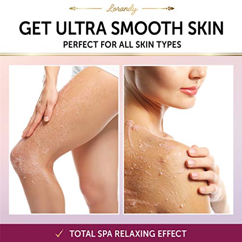 Lorandy Himalayan Salt Scrub - Made in USA - Infused with Collagen and Stem Cells - Perfect Body Scrub with Natural Almond & Lychee Oils - Exfoliating Scrub That Rejuvenates, Smoothes & Hydrates