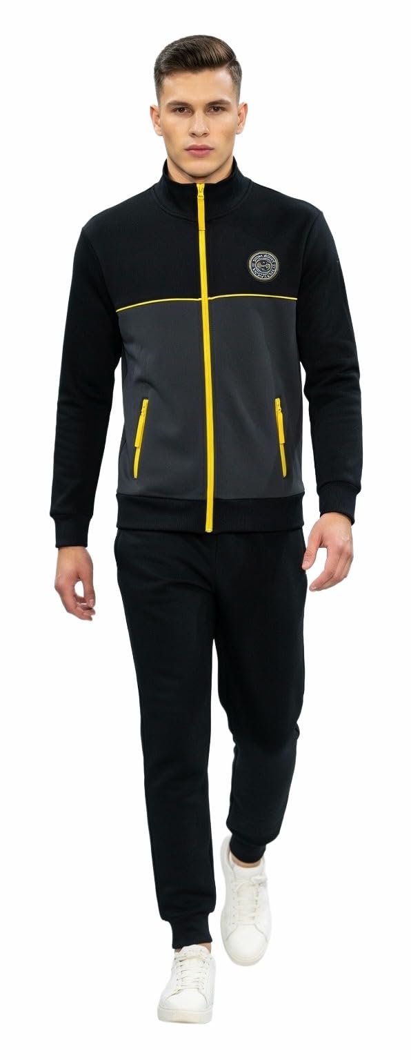 Nottingham Chándal de invierno para hombre, confeccionado en sudadera de algodón Garzato, traje de hombre completo deportivo para ocio y deporte, 35272 Negro, M