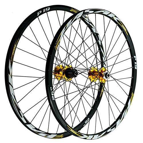 Roue VTT avant et arrière avec moyeu doré pour vos sorties et randonnées en forêt