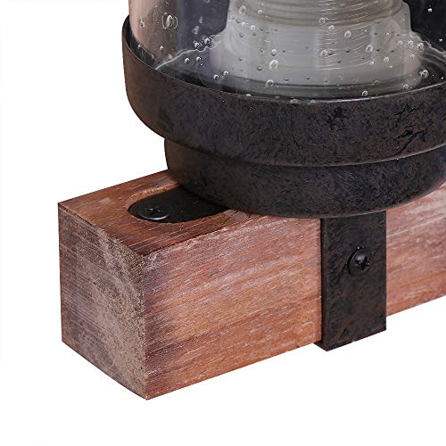 Anmytek Farmhouse Wall Sconce Light Fixtures Wood Metal 2-Light Bathroom Vanity Lights Over Mirror With Bubble Glass Shade For Bedroom,Kitchen,Living Room,Hallway W0019 #TOP3