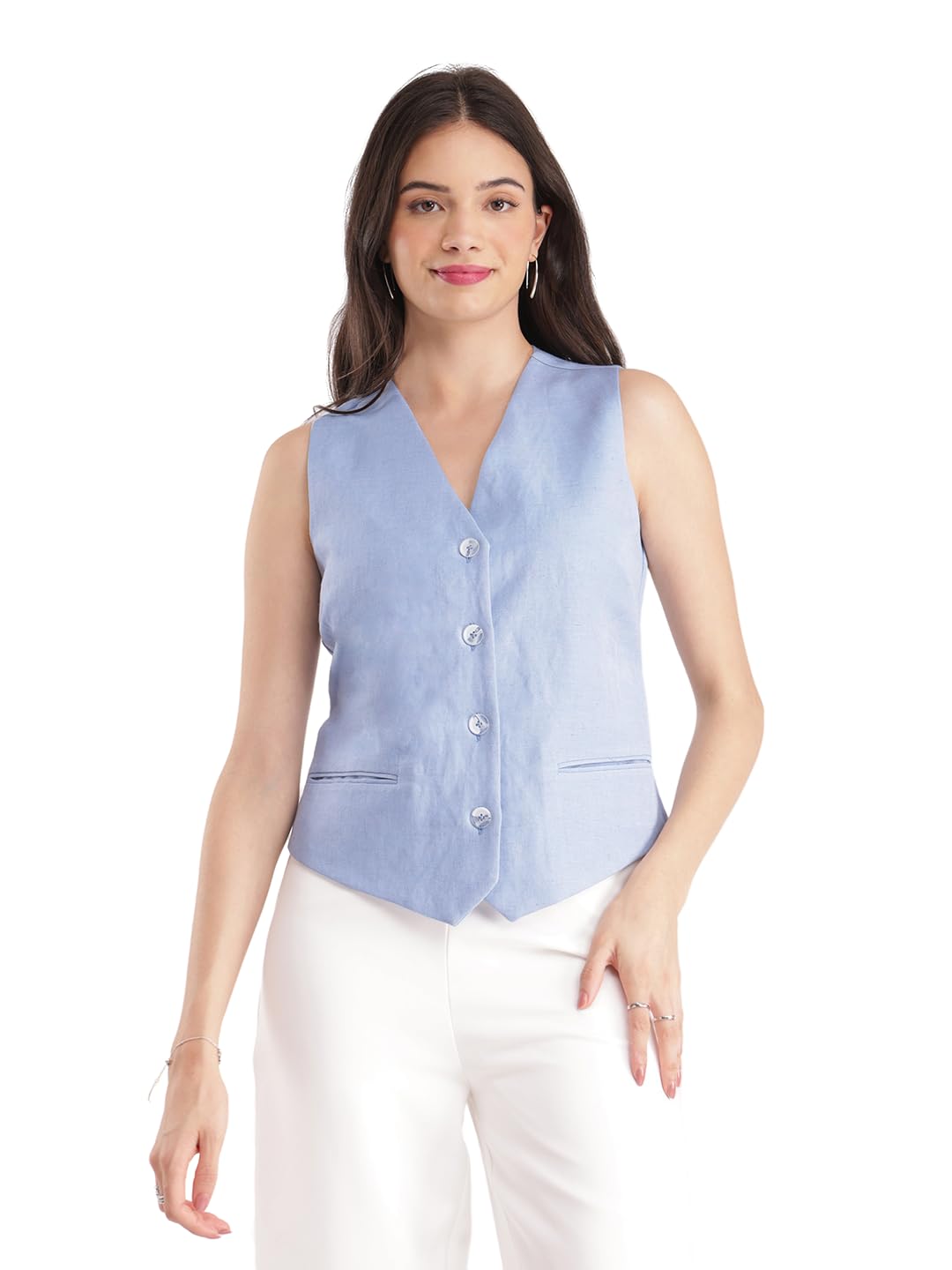 Linen Waistcoat - Light Blue