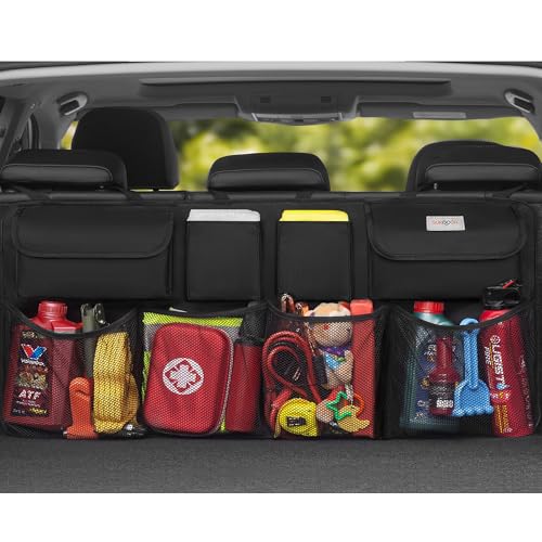 SURDOCA 3rd Gen Kofferraum Organizer, Auto Aufbewahrung mit 8 Große Taschen, Stärker Autobox Kofferraum Klettverschluss, Universal Kofferraumtasche Autotasche