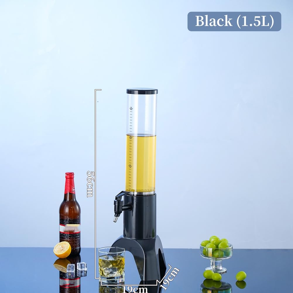 Dispensador de Cerveza, Torre de Cerveza con Grifo y Tubo de Hielo, Dispensador de Sobremesa, Dispensador de Bebidas Transparente para Cerveza, Vino y Bebidas.