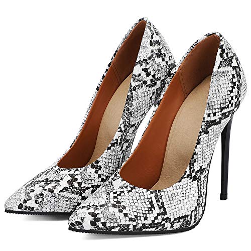 ZSQBQ Women High Heel Shoes Pointed Toe Snakeskin Print Slip On Wedding Evening Dress Stiletto Pumps3