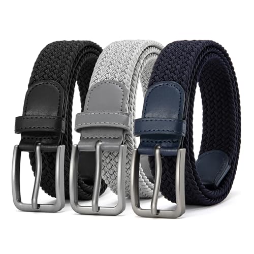 Image of DOOPAI Braided Stretch Belt for Men, Elastic Woven Belt, casual Fabric Golf Belt, 1 3 /8 inch for golf pants jeans, Gift Box