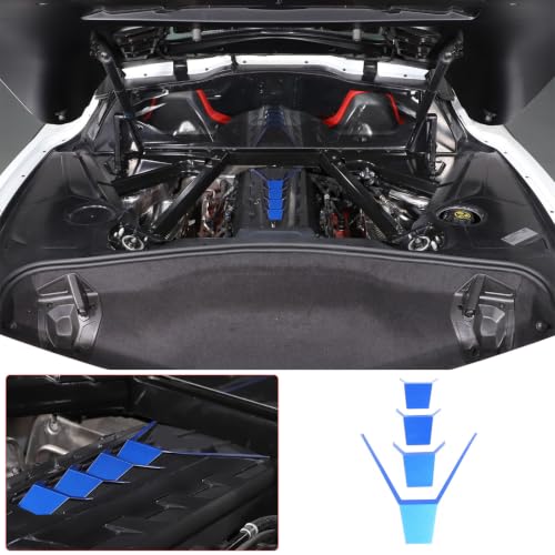 Image of CHEAYAR Engine Shroud Cover Panel Trims Compatible with Chevrolet Corvette C8 2020-2023, Aluminum Alloy Engine Bay Panel Cover, C8 Accessories (Blue)