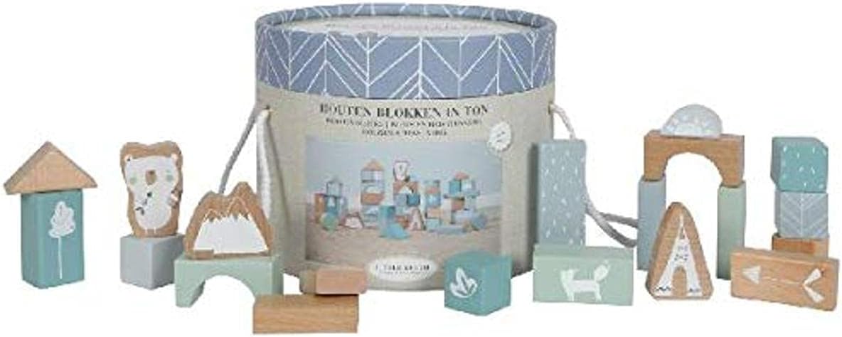 Little Dutch4413 50 Holz-Bauklötze in Box Adventure Blue