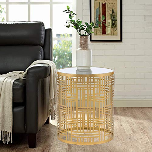 Homebeez FT0335 End Tables Set Of 2 Gold Nesting Side Coffee Table Decorative Round Nightstands thumb #6