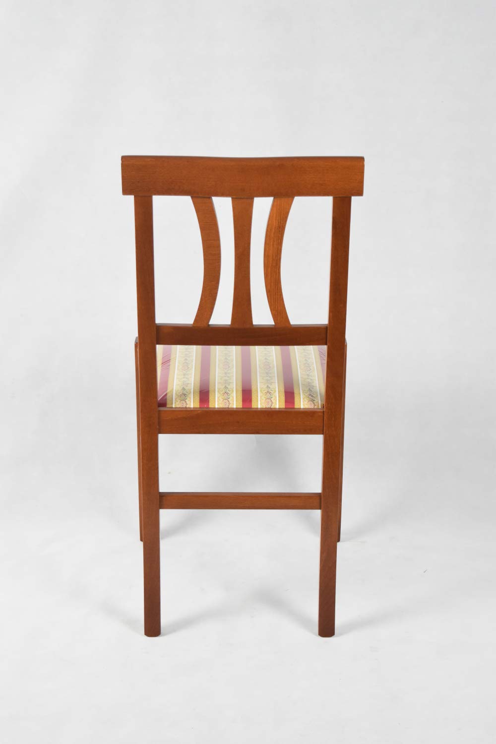 t m c s Tommychairs - Set 4 sillas Artemisia para Cocina y Comedor, Estructura en Madera de Haya Color Nogal Claro y Asiento en Tela lisere roja