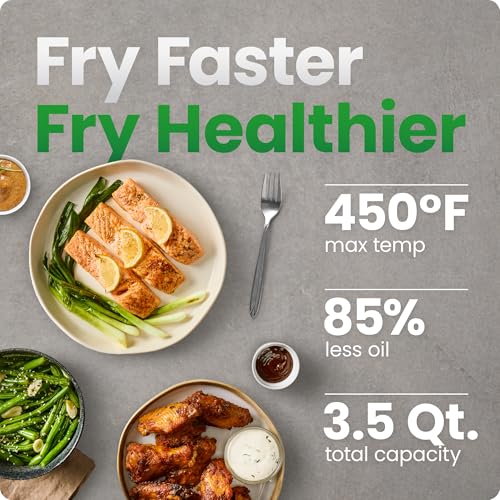 Chefman Compact Air Fryer 3.5 QT - Slim Design Fits Small Kitchens, 4-in-1 Air Fry, Bake, Dehydrate, Frozen, 450°F Max Temp, Narrow Footprint Saves Counter Space, Nonstick Ceramic, Dishwasher-Safe - image 2