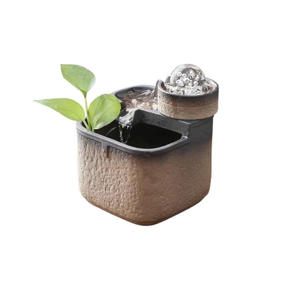 ZTHYSHOZ Tabletop Fountain Waterfall Feng Shui Tabletop Waterfall with Submersible Pump for Home Office Bedroom(Bruin)
