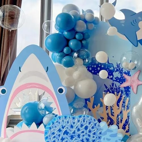 Image of Voircoloria 90pack Blue Balloons Different Size 18 /12 /10 /5 Inch Pastel Green Balloon Garland Arch Kit for Baby Shower,Graduation, Wedding, Birthday, Gender Reveal, New Year Decorations