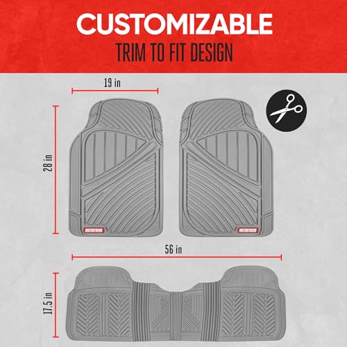Image of Motor Trend FlexTough Baseline - Heavy Duty Rubber Car Floor Mats, 100% Odorless & BPA Free, All Weather (Gray)
