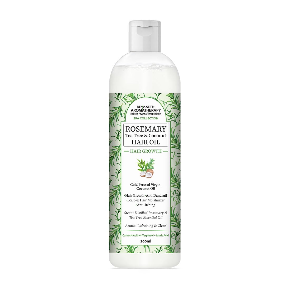 Keya Seth Aromatherapy Rosemary Tea Tree Coconut Hair Oil, Hair Growth Anti Dandruff & Itching Nourishment & Moisturizer, Distilled Essential Oil 200ml-picture-49