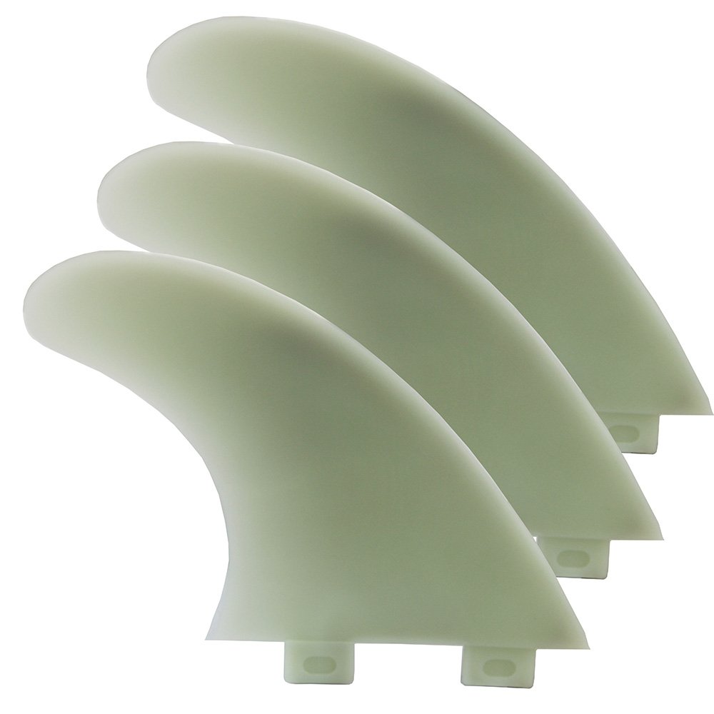 3PCS/LOT Tri G5 Surfboard Fins for Double Tab F1 Fins SUP Surfing Fin 1 Center + 2 Side 3 Colors (Light Green)