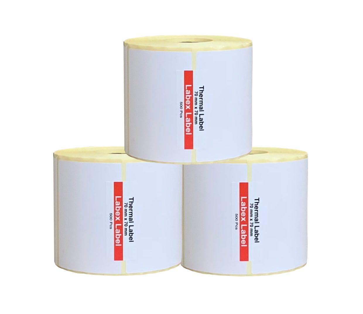 Étiquettes Thermiques Direct 70x70 mm Autocollantes 3 Rouleaux 1500 Étiquettes