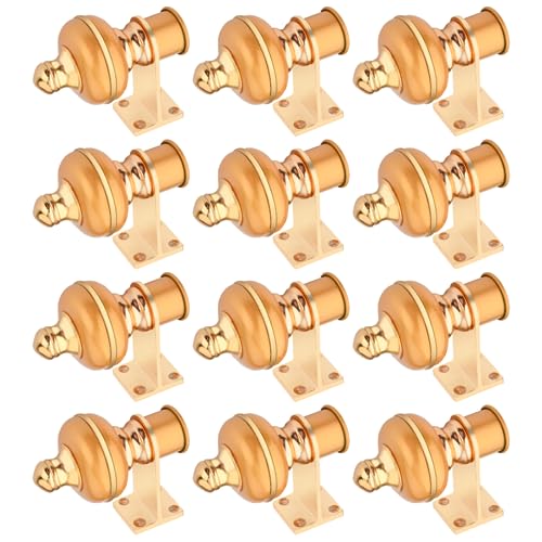 Image of Stylish Curtain Hooks /Curtain Knobs /Rod Rail Bracket for Home Matt Gold Finish (12P, Matt Gold)