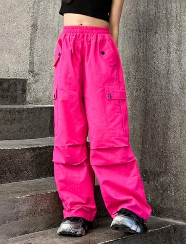 Image of Girls Versatile Casual Solid Cargo Jogger Pants Flap Pockets 6-12 Years