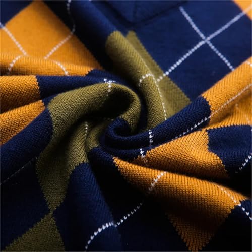 Men's Wool Plaid Sweater Vest Sleeveless V-Neck Knitted Pullover Waistcoat Outwear Tops4