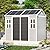 8x6 FT Resin Storage Sheds with Floor Waterproof Outdoor Shed Kit, Outside Plastic Sheds with 2 Windows for Backyard Garden Patio Lawn Tools