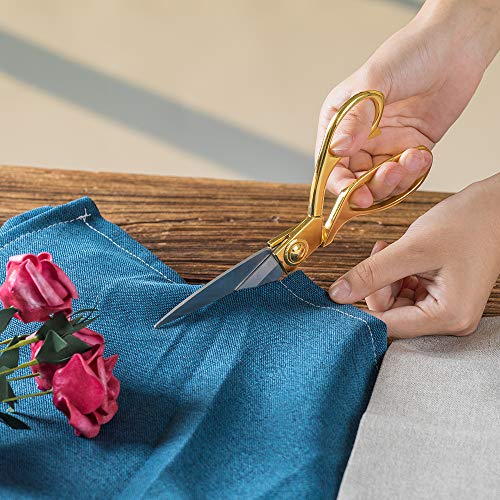 Sirmedal Professional Heavy Duty Tailor Scissors 8" Gold Stainless Steel Dressmaker Shears(Gold) #TOP3
