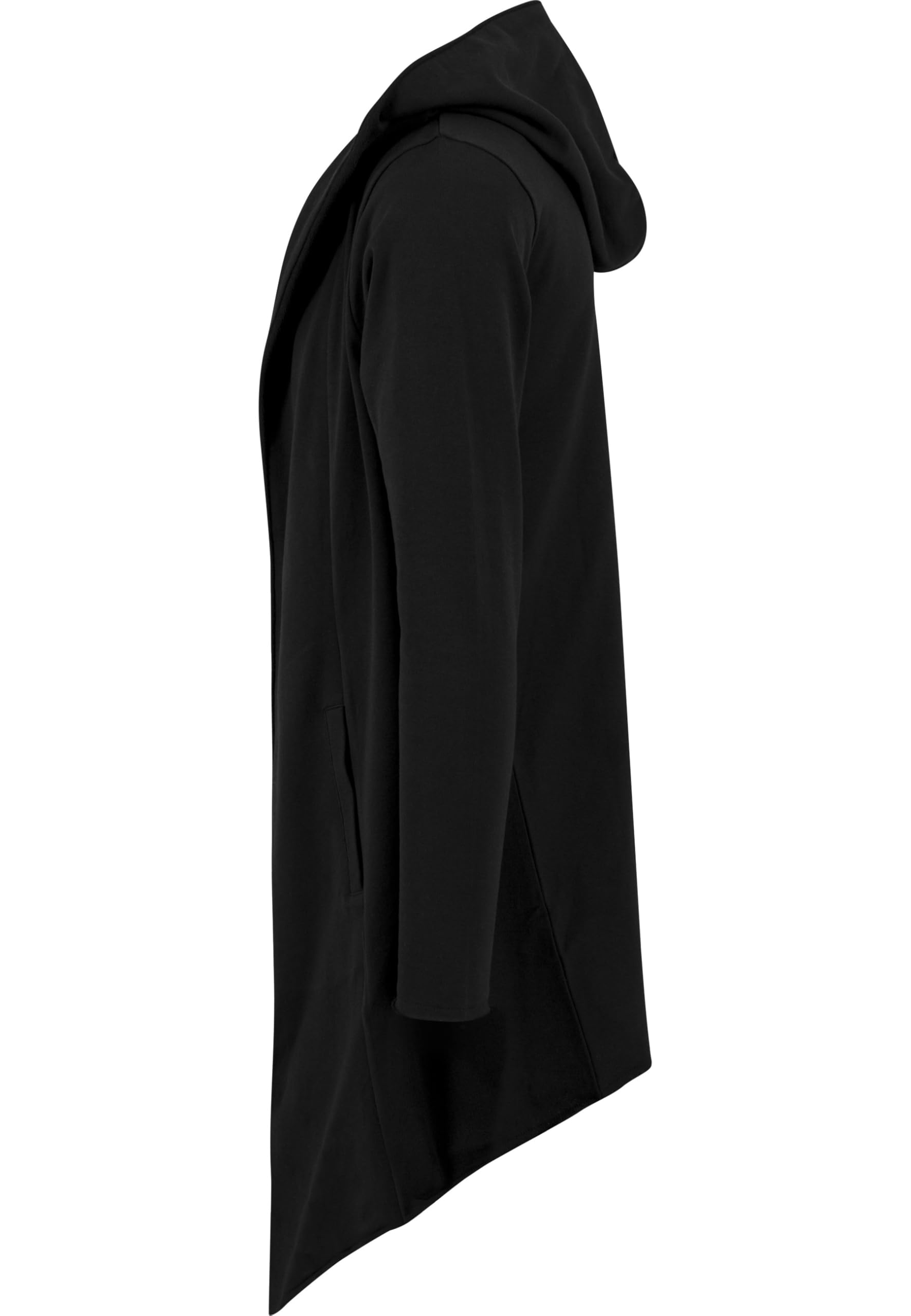 Urban Classics Męska kurtka Long Hooded Open Edge Cardigan, długa bluza z kapturem w wielu kolorach, rozmiary XS - 5XL, czarny, S