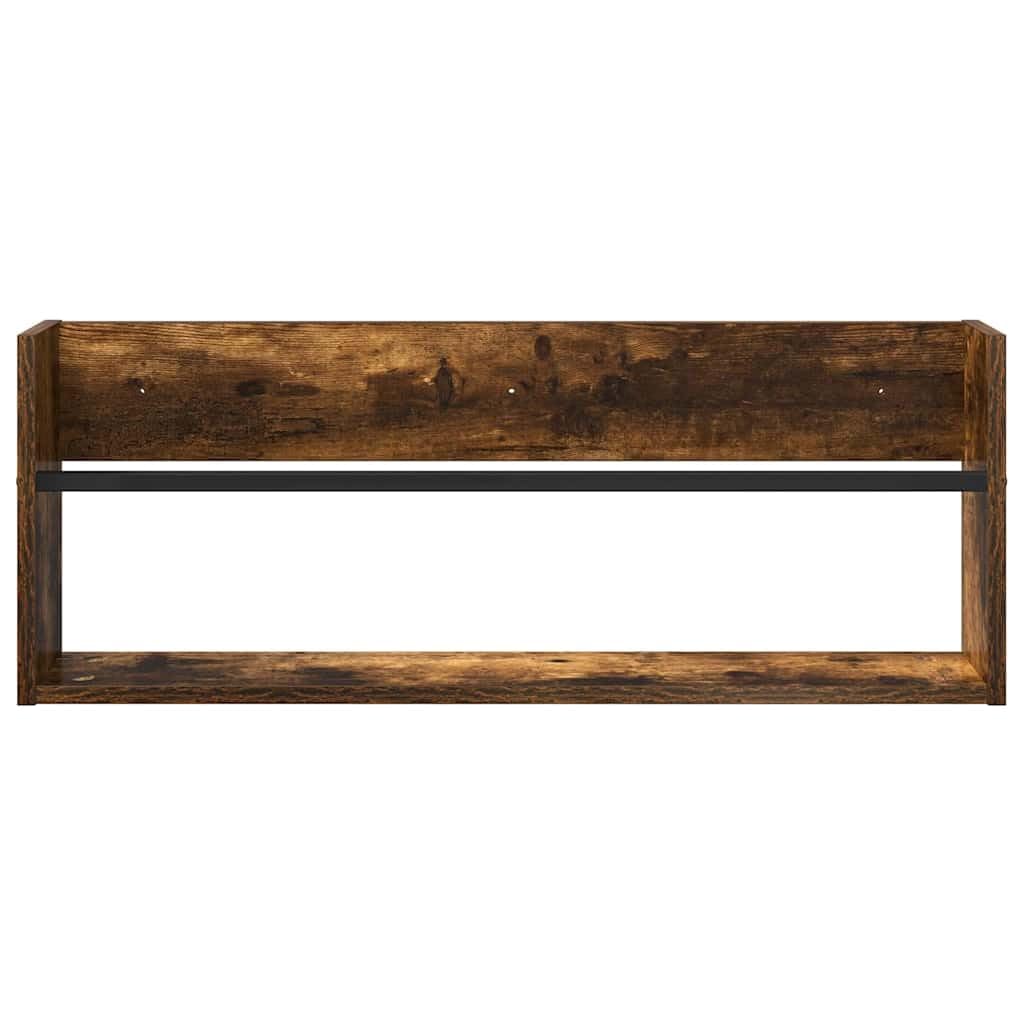 Lot de 2 porte-revues muraux en bois de chêne fumé - 80 x 12 x 30 cm - Porte-revues peu encombrant pour salon et bureau