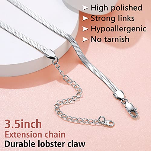 FindChic-Stunning-Choker-Herringbone-Chains-for-Women-Stainless-Steel-18K-GoldRose-Gold-Plated-Snake-Chain-Necklaces-3MM5MM-Width-125inch-15inch-Adjustable-with-Jewelry-Box