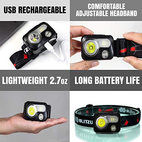 BLITZU Rechargeable Headlamps for Adults, Camping Accessories Clearance, Camping Gear Equipment, Head Lamp to Wear, Head Flashlight Camping Essentials for Camper, Kids, Family Headband Light Black - Image 6