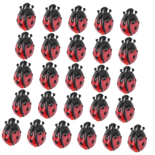 KOCKSHION 50 piezas Cuentas Artesanales de Vidrio con Diseño Mariquita Cuentas Decorativas Lisas para Pulseras y Collares DIY para Manualidades y Joyería Artesanal