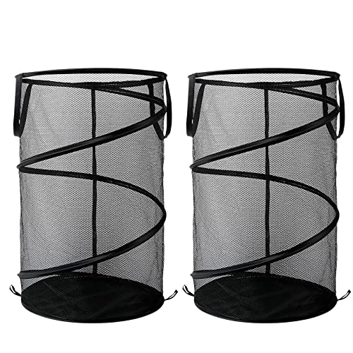 Lavandería, Home Cestas de Malla Plegables para Ropa Sucia, 2 Unidades, con Asas Reforzadas, para Almacenamiento y Fácil de Abrir, Negro (negro)